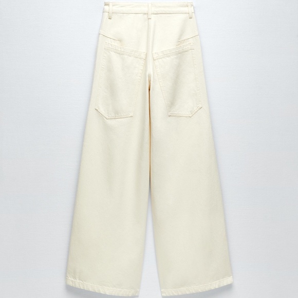 NWT ZARA ZW THE SKATER FLARED JEANS ECRU - Picture 4 of 9